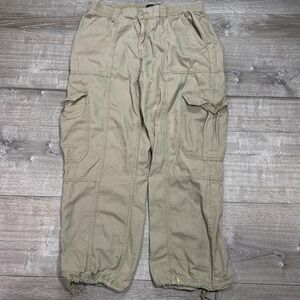 Aeropostale Utility Cargo Pants Mens 34x30 Beige Elastic Waist *paint Spots